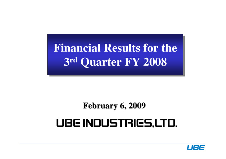 financial results for the financial results for the 3 rd