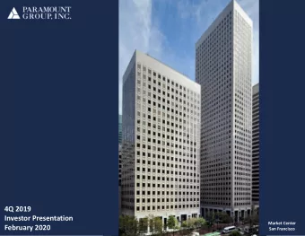 4Q 2019  Investor Presentation  Market Center  February 2020  San Francisco  Cautionary Note on