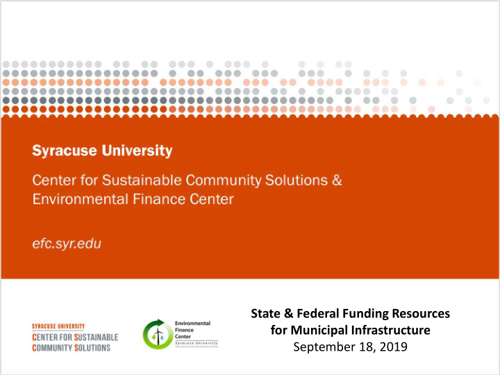 state federal funding resources for municipal