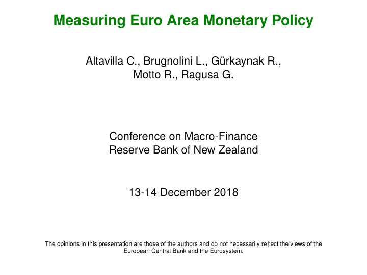 measuring euro area monetary policy