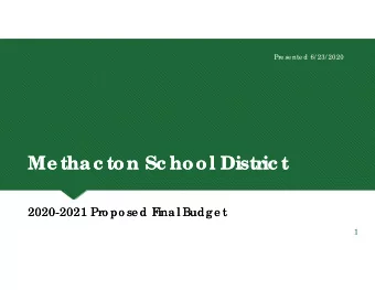 Me tha c ton Sc hool Distric t  Me tha c ton Sc hool Distric t  2020-2021 Pro po se d F  2020-2021