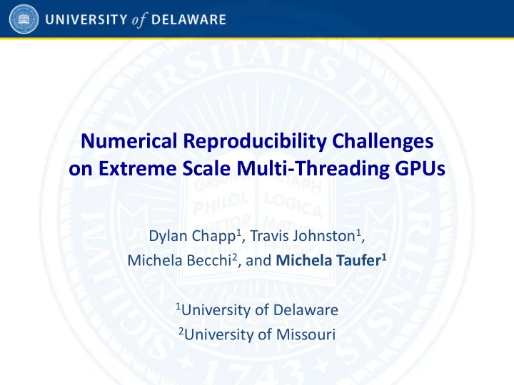 numerical reproducibility challenges on extreme scale
