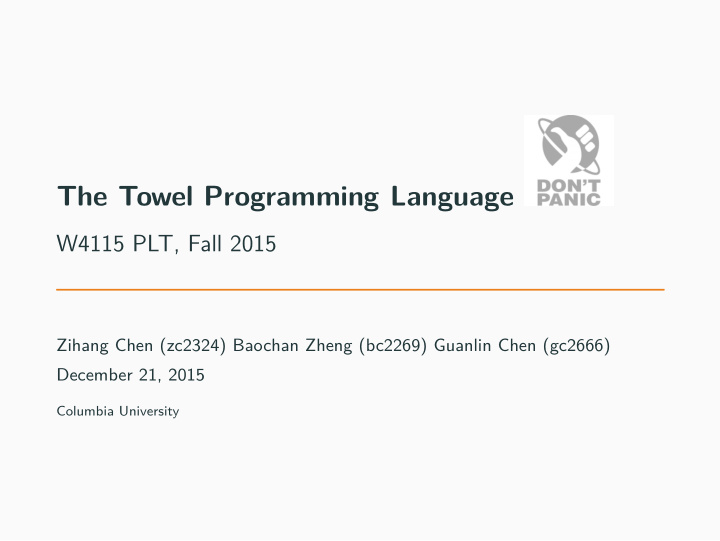 the towel programming language