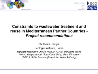 Constraints to wastewater treatment and  reuse in Mediterranean Partner Countries -  Project