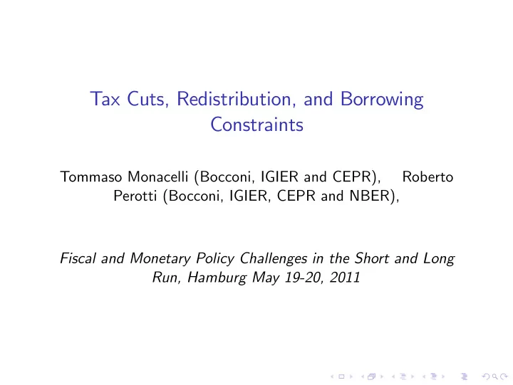 tax cuts redistribution and borrowing constraints