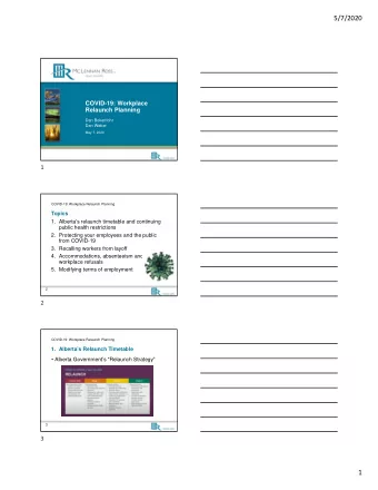 5/7/2020  COVID-19: Workplace  Relaunch Planning  Dan Bokenfohr  Dan Weber  May 7, 2020  1