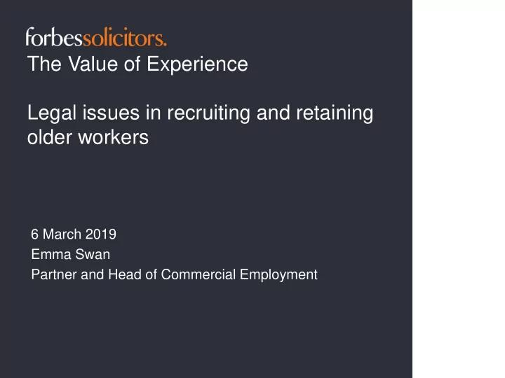 the value of experience legal issues in recruiting and
