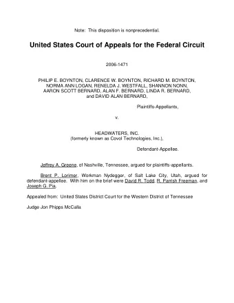 United States Court of Appeals for the Federal Circuit  2006-1471  PHILIP E. BOYNTON, CLARENCE W.