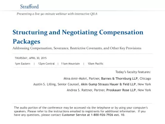 Packages  Addressing Compensation, Severance, Restrictive Covenants, and Other Key Provisions