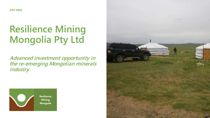 resilience mining mongolia pty ltd