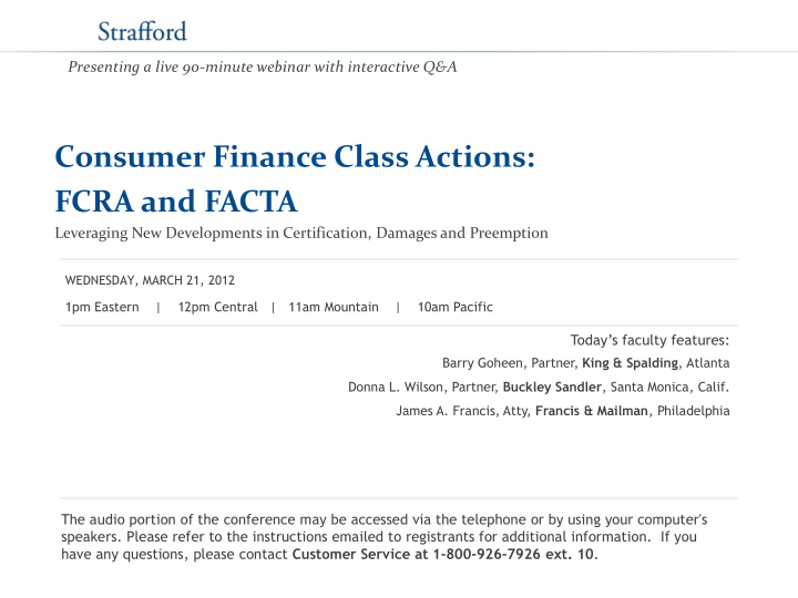consumer finance class actions fcra and facta