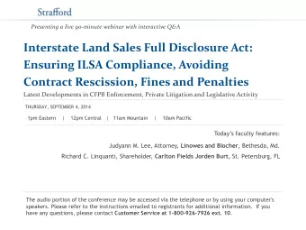 Interstate Land Sales Full Disclosure Act:  Ensuring ILSA Compliance, Avoiding  Contract
