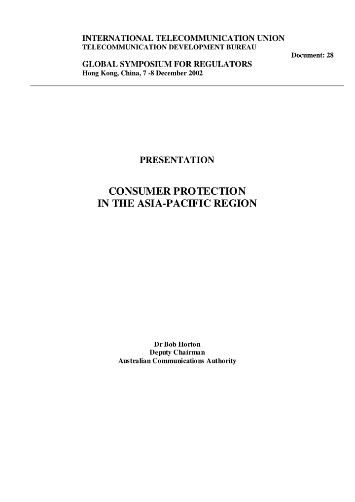 consumer protection in the asia pacific region