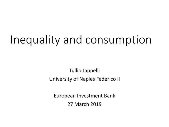 inequality and consumption