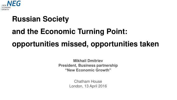russian society and the economic turning point