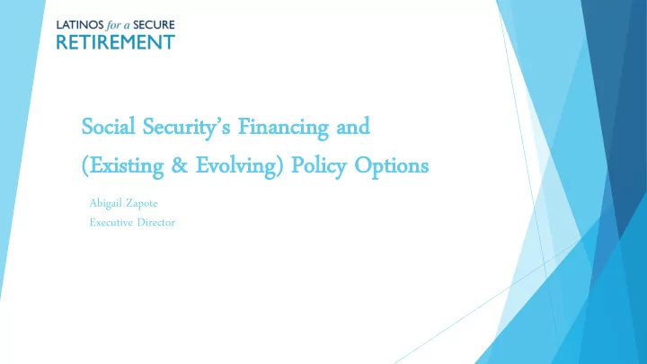 so social cial securit security y s f financing and