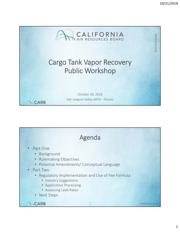 cargo tank vapor recovery public workshop