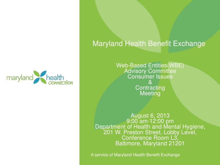 maryland health benefit exchange