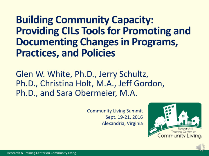 building community capacity providing cils tools for