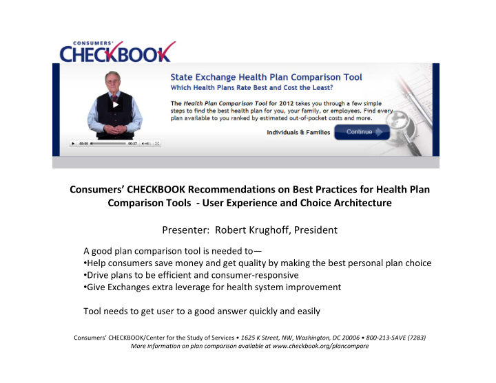 consumers checkbook recommendations on best practices for