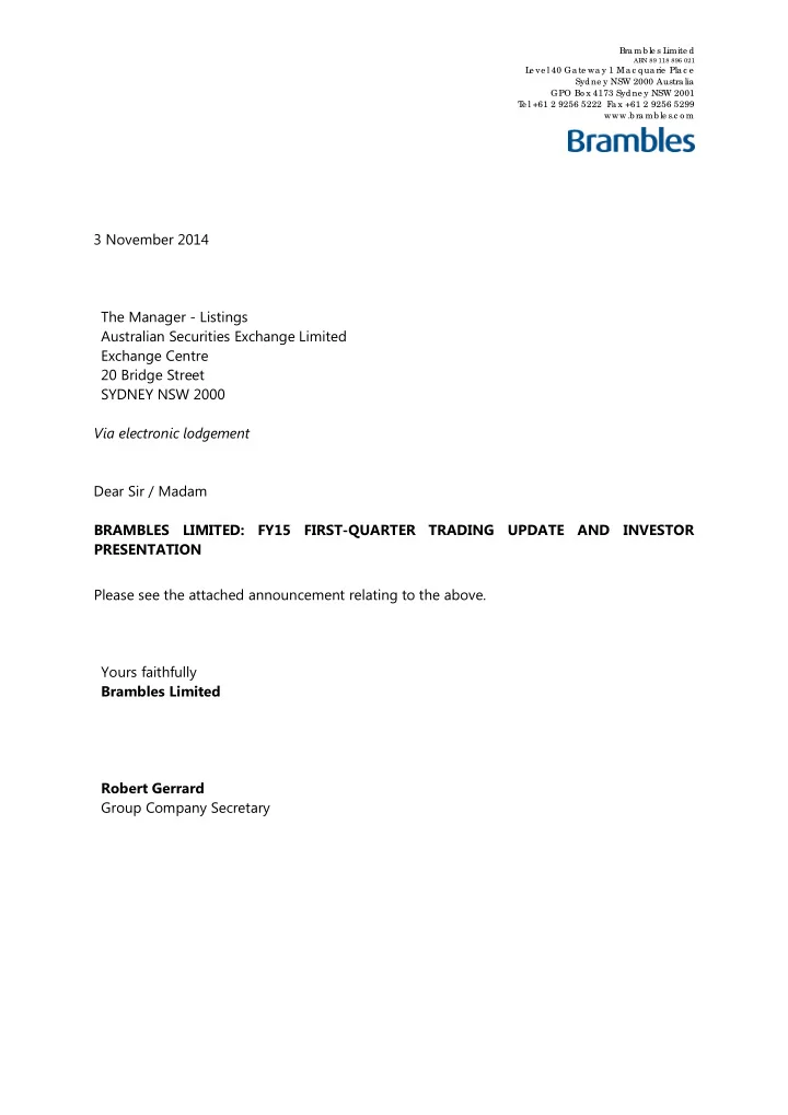 b ra mb le s c o m 3 november 2014 the manager listings