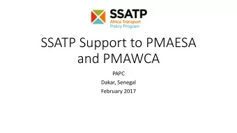 SSATP Support to PMAESA  and PMAWCA  PAPC  Dakar, Senegal  February 2017  Container Terminal
