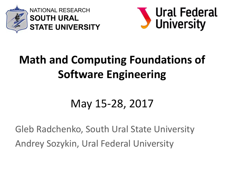 math and computing foundations of software engineering