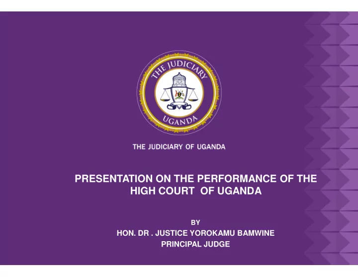 presentation on the performance of the high court of