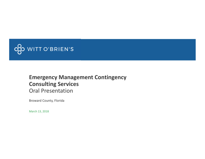 emergency management contingency consulting services oral