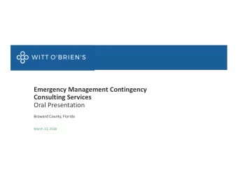 Emergency Management Contingency  Consulting Services  Oral Presentation  Broward County, Florida