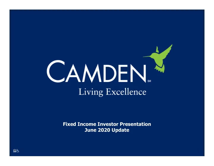 fixed income investor presentation june 2020 update