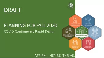 DRAFT  PLANNING FOR FALL 2020  COVID Contingency Rapid Design  AFFIRM. INSPIRE. THRIVE.  THE DESIGN