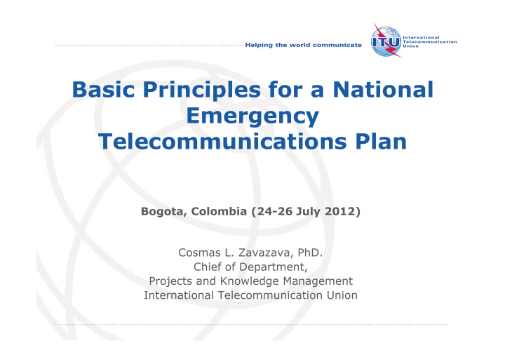 basic principles for a national emergency