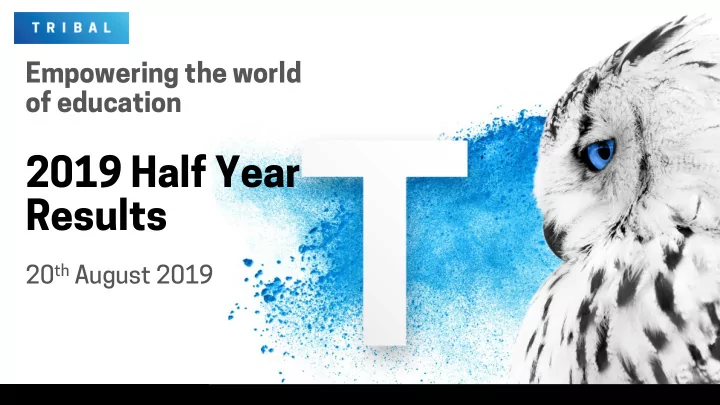 2019 half year results