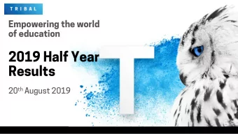 2019 Half Year  Results 20 th August 2019  2019 Half Year  Good SIS performance in EMEA; Australia