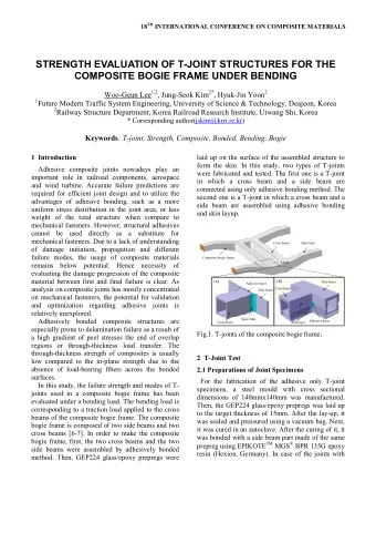 STRENGTH EVALUATION OF T-JOINT STRUCTURES FOR THE  COMPOSITE BOGIE FRAME UNDER BENDING Woo-Geun Lee