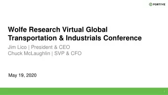 Wolfe Research Virtual Global  Transportation &amp; Industrials Conference  Jim Lico | President