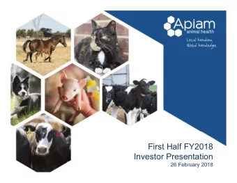 First Half FY2018  Investor Presentation  26 February 2018  Disclaimer  DISCLAIMER The information