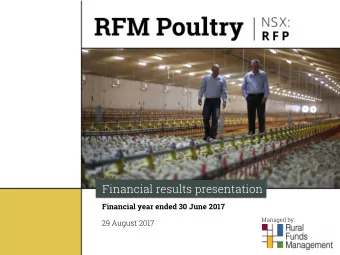 Financial results presentation  Financial year ended 30 June 2017  Managed by:  29 August 2017