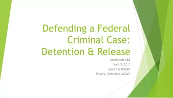 Defending a Federal  Criminal Case:  Detention &amp; Release  Lunchtime CLE  April 3, 2015  Laine