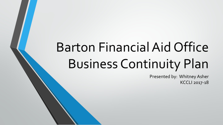 barton financial aid office business continuity plan
