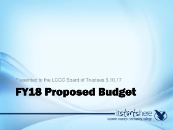 FY  FY18 Pr  Prop  oposed  osed Bu  Budget  dget  1  Remember When  Oil was $37  5 Oil