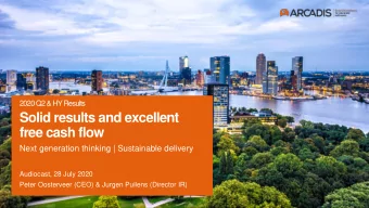 Solid results and excellent  free cash flow  Next generation thinking | Sustainable delivery