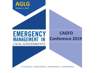 AGLG  October 2, 2019  CAGFO  Conference 2019  ACCESSIBILITY  INDEPENDENCE  TRANSPARENCY