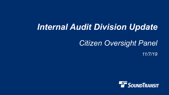 internal audit division update