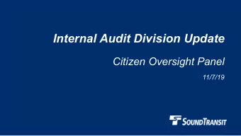 Internal Audit Division Update  Citizen Oversight Panel  11/7/19  Sound Transit  2  Performance
