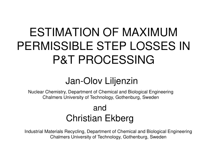 estimation of maximum permissible step losses in p t