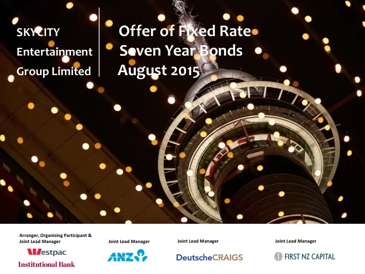 arranger organising participant amp joint lead manager