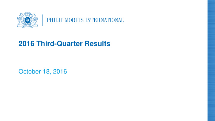 2016 third quarter results