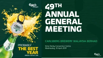 ANNUAL  GENERAL  MEETING  CARLSBERG BREWERY MALAYSIA BERHAD  Sime Darby Convention Centre